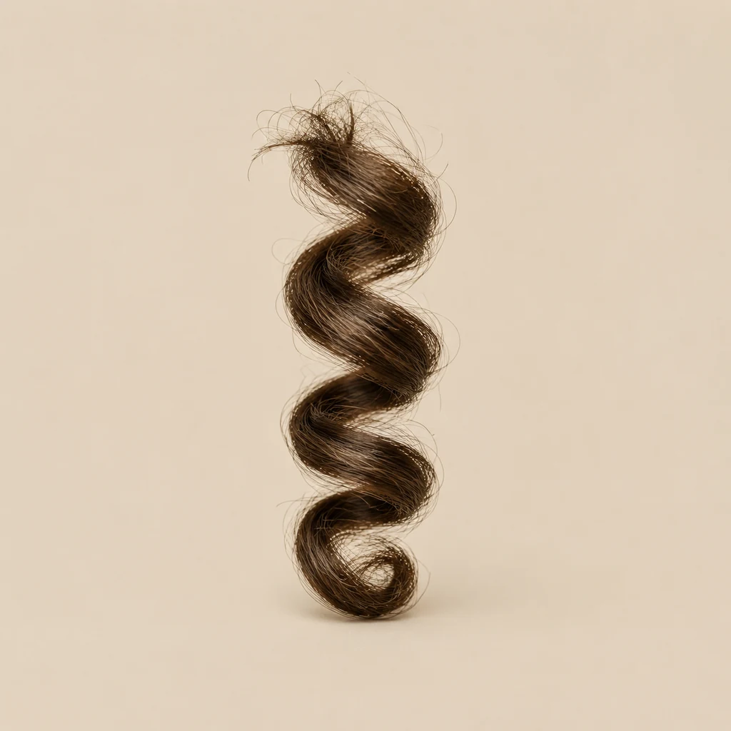 Close-up of curl texture photographed for assessment