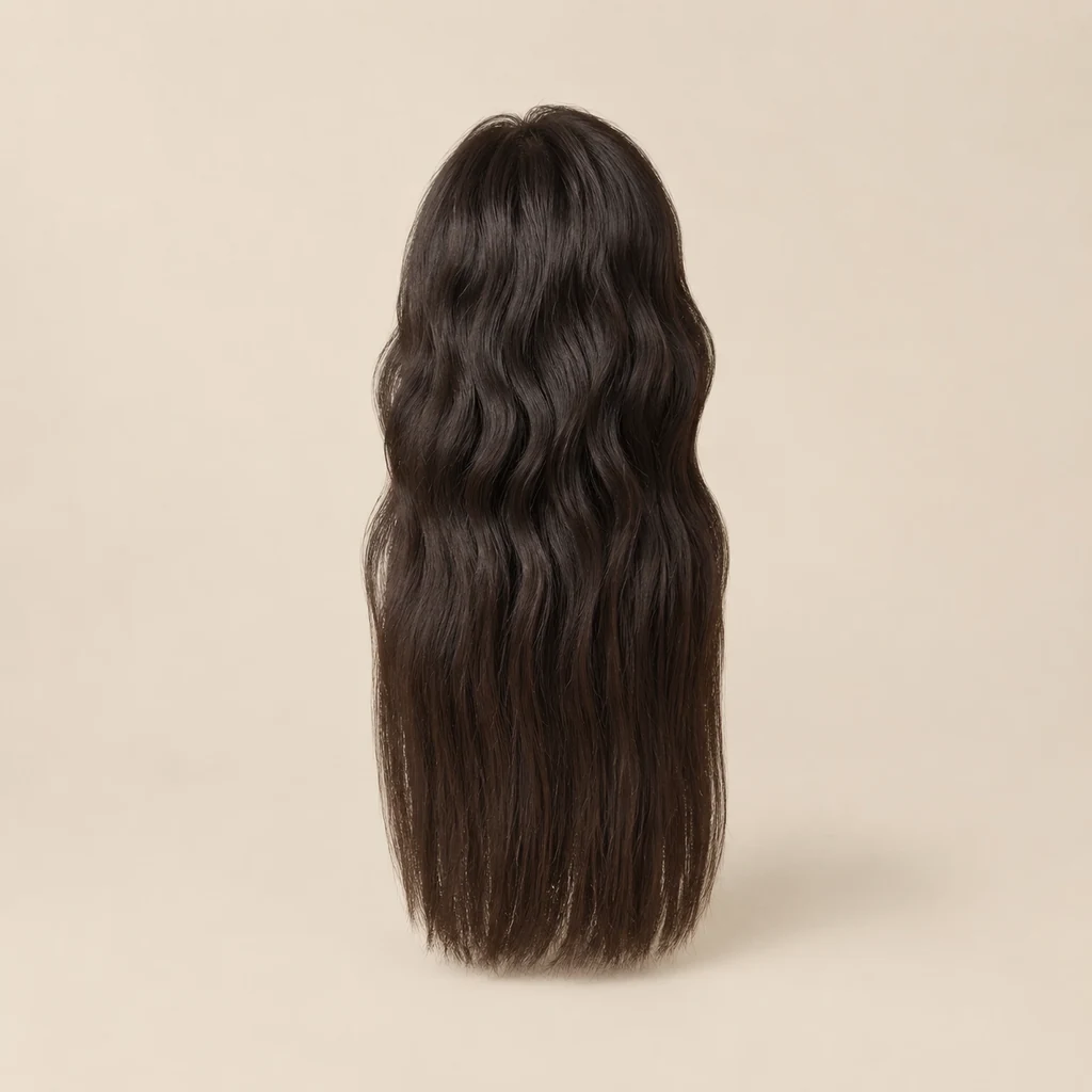 Hair showing a mix of straightened lengths and returning texture